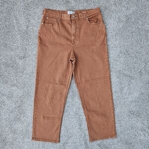EVERLANE The Way-High Jeans Straight Rust Brown ORGANIC COTTON Size 33 TALL